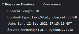 Response header screenshot